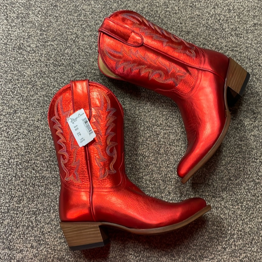 Macie Bean Metallic Red Handmade Leather Cowgirl Boots